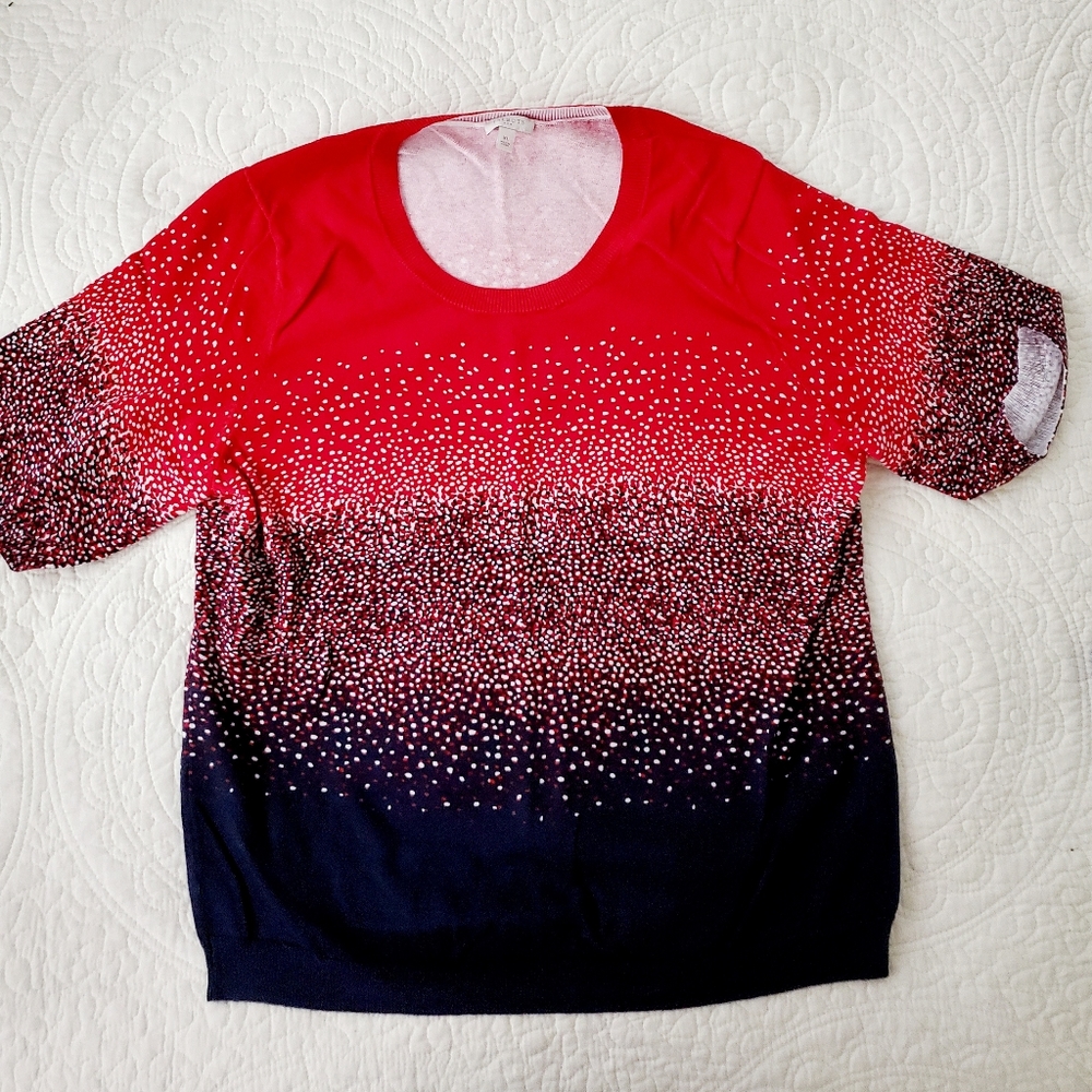 Talbots Red and Black Crew Neck Sweater